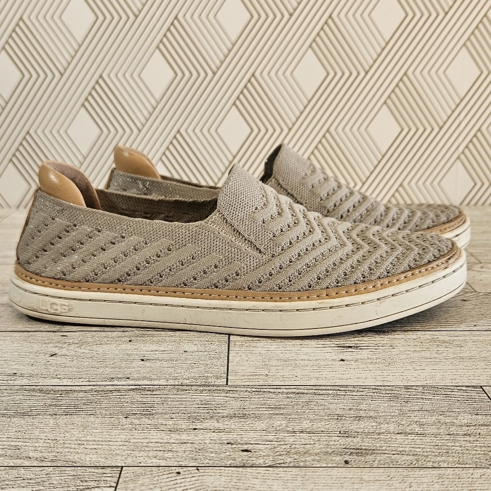 UGG Women's Knit Slip-On Loafers in Taupe and White